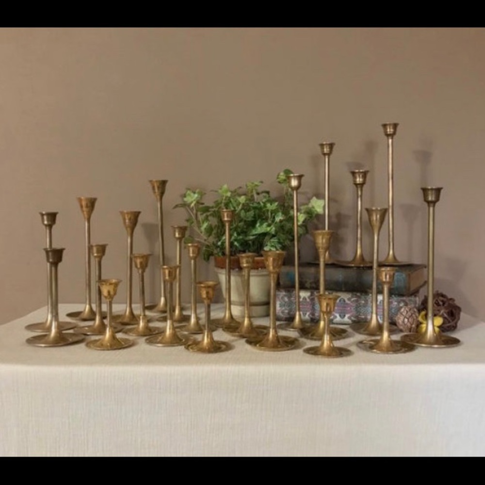 24 Vintage Brass Candlestick Holders/Wedding decor